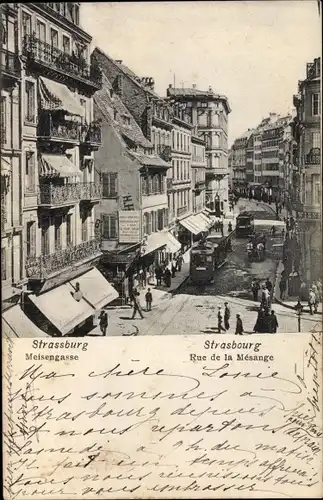 Ak Strasbourg Straßburg Elsass Bas Rhin, Rue de la Mesange, Meisengasse