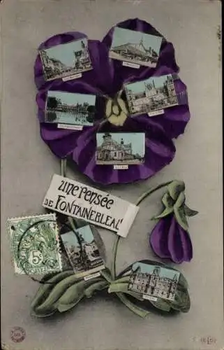 Ak Fontainebleau Seine et Marne, Straßenpartie, Gebäude, Stiefmütterchen