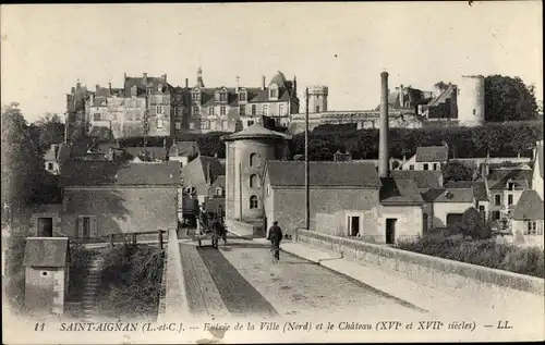 Ak Saint Aignan sur Cher Loir et Cher, Ortseingang mit Schloss