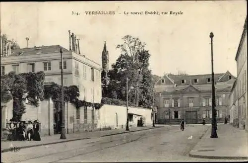 Ak Versailles Yvelines, Le nouvel Evêché, Rue Royale