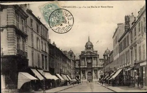 Ak Versailles Yvelines, La Rue Hoche et Notre Dame