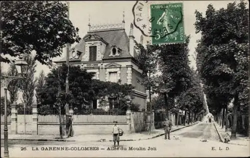 Ak La Garenne Colombes Hauts de Seine, Allée du Moulin Joli