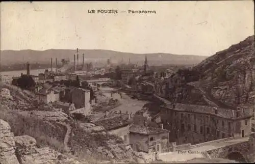 Ak Le Pouzin Ardeche, Blick auf den Ort