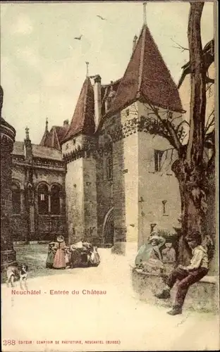 Ak Neuchâtel Kanton Neuenburg, Entree du Chateau