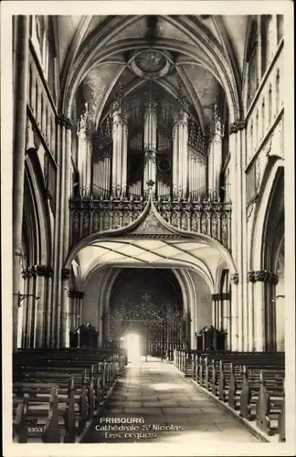 Ak Fribourg Freiburg Stadt Schweiz, Cathedrale St. Nicolas, Les orgues