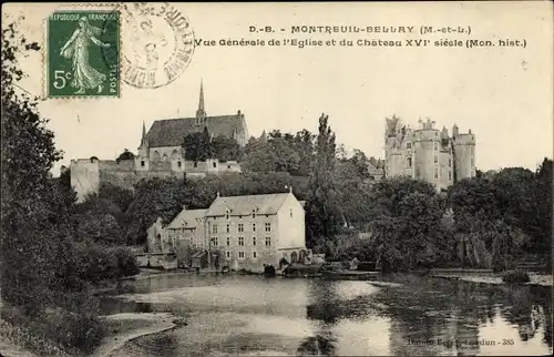 Ak Montreuil Bellay Maine et Loire, Kirche, Schloss