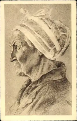 Künstler Ak Tetes de Bretagne, Ältere Dame in Tracht, Portrait