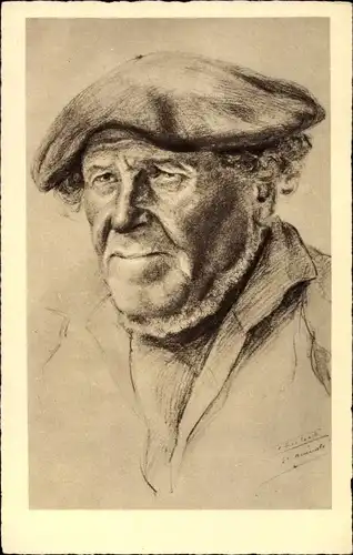 Künstler Ak Tetes de Bretagne, Älterer Mann in Tracht, Portrait
