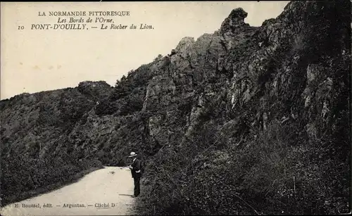 Ak Pont d Ouilly Calvados, Les Bords de l'Orne, Le Rocher du Lion