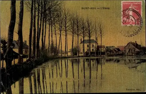 Ak Saint Agil Loir et Cher, Blick auf den Teich