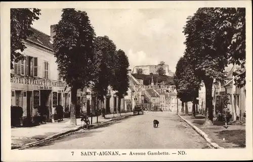 Ak Saint Aignan sur Cher Loir et Cher, Avenue Gambetta, Hôtel de France