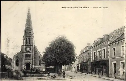 Ak Saint Amand de Vendome Loir et Cher, Place de l'Église