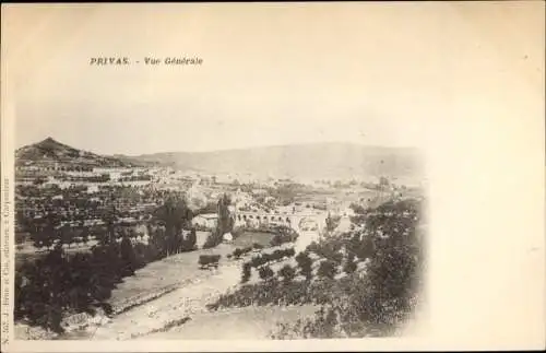 Ak Privas Ardèche, Vue générale