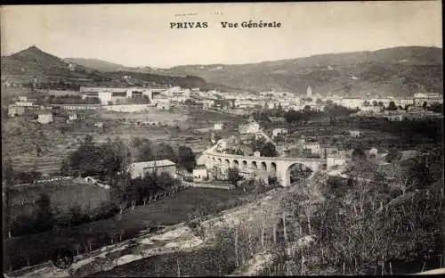 Ak Privas Ardèche, Vue générale