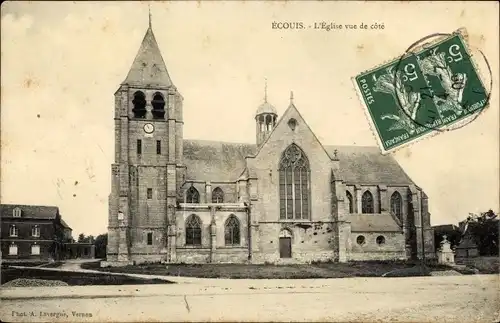 Ak Écouis Eure, L'Eglise vue de cote
