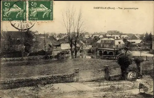 Ak Damville Eure, Vue panoramique
