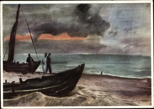 Künstler Ak Mühler, Ernst Alfred, Abend am Strand