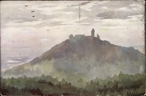 Künstler Ak Mailick, Schloss auf einem Berg