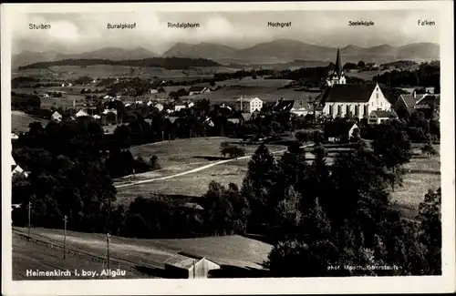 Ak Heimenkirch im Allgäu, Panorama mit Gebirge