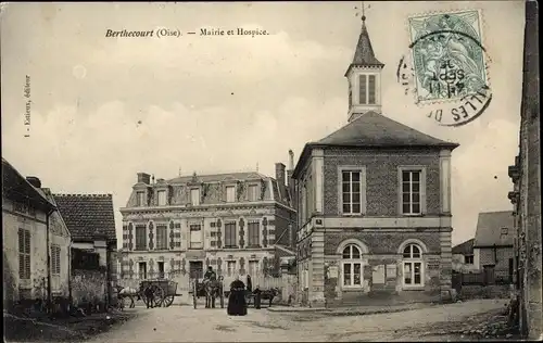 Ak Berthecourt Oise, Mairie et Hospice