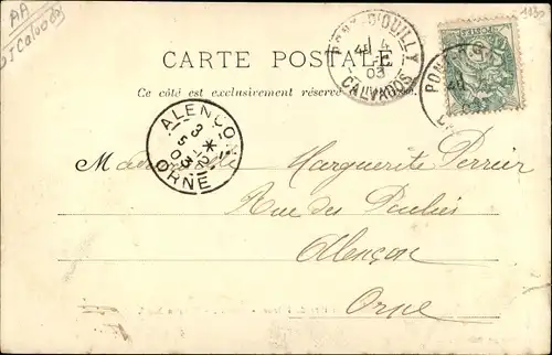 Ak Pont d Ouilly Calvados, Rivière de l'Orne, Lavoir, Moulin Neuf