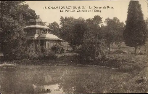 Ak Chambourcy Yvelines, Le Pavillon Chinois et l'Étang