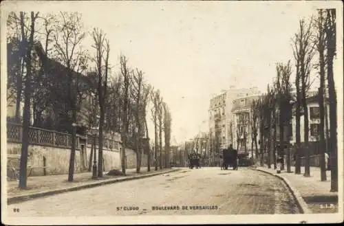 Ak Saint Cloud Hauts de Seine, Boulevard de Versailles, Kutschen