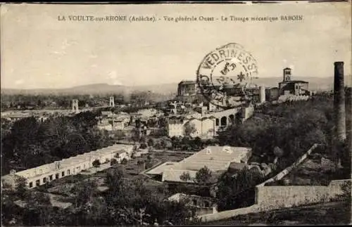 Ak La Voulte sur Rhone Ardeche, Vue générale Ouest, le Tissage mecanique Baboin
