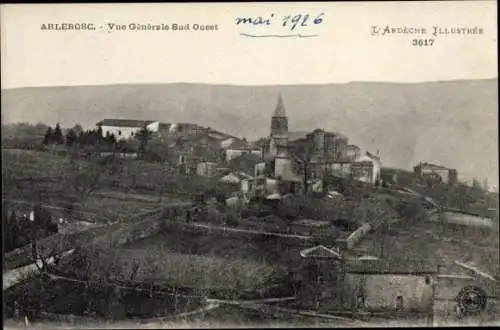 Ak Arlebosc Ardèche, Vue générale Sud Ouest