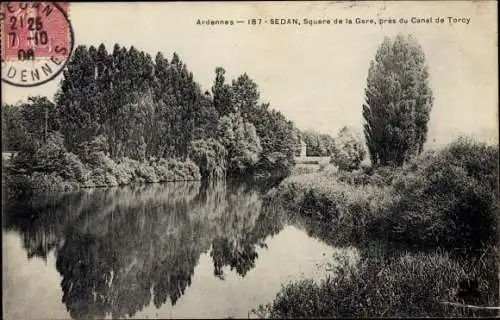 Ak Sedan Ardennes, Square de la Gare, près du Canal de Torcy