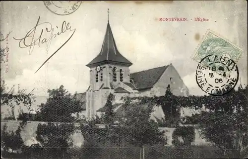 Ak Montevrain Seine et Marne, Kirche