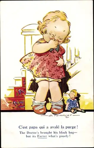 Künstler Ak Tempest, D., C'est papa qui a avale la purge, Mädchen, Puppe