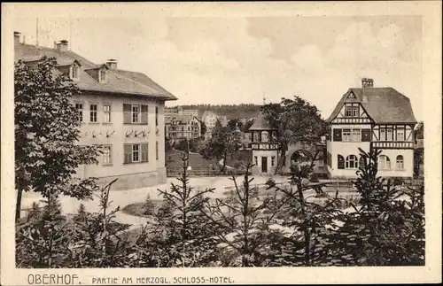 Ak Oberhof im Thüringer Wald, Partie am Herzoglichen Schloss Hotel