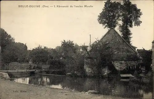 Ak Belle Eglise Oise, L'Abreuvoir de l'ancien Moulin