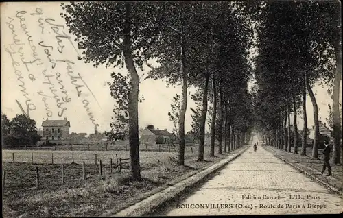 Ak Bouconvillers Oise, Route de Paris a Dieppe