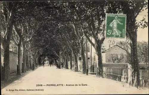 Ak Pierrelatte Ardèche, Avenue de la Gare
