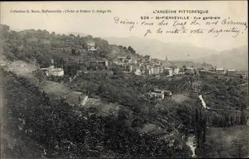 Ak Saint Pierreville Ardèche, Vue générale