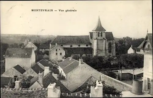 Ak Montevrain Seine et Marne, Stadtbild mit Kirche