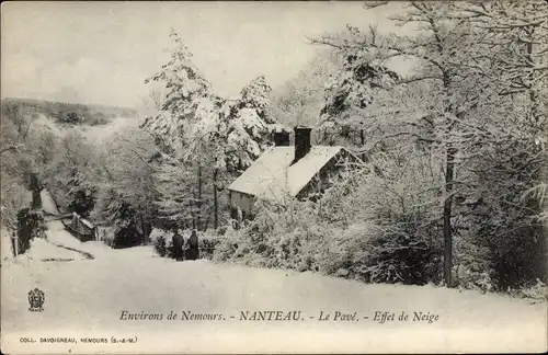 Ak Nanteau sur Lunain Seine et Marne, La Pavé, Effet de Neige