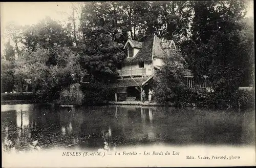 Ak Nesles Seine et Marne, La Fortelle, Les Bords du Lac
