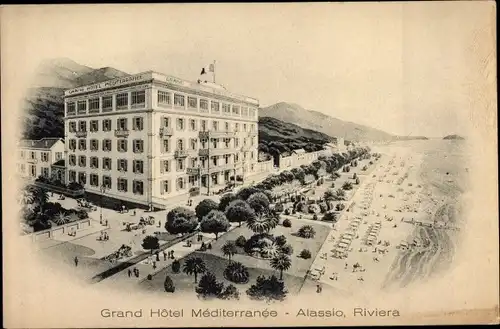 Künstler Ak Alassio Liguria, Grand Hotel Mediterranee