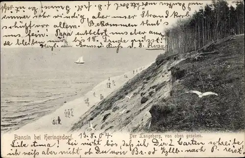 Ak Ostseebad Bansin Heringsdorf auf Usedom, Der Langeberg, Strand