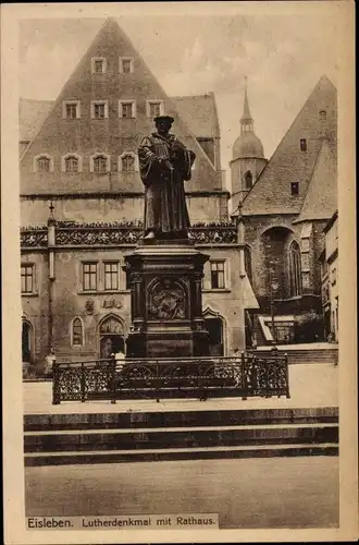 Ak Lutherstadt Eisleben, Lutherdenkmal, Rathaus