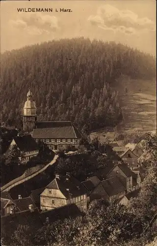 Ak Wildemann Clausthal Zellerfeld im Oberharz, Teilansicht mit Kirche
