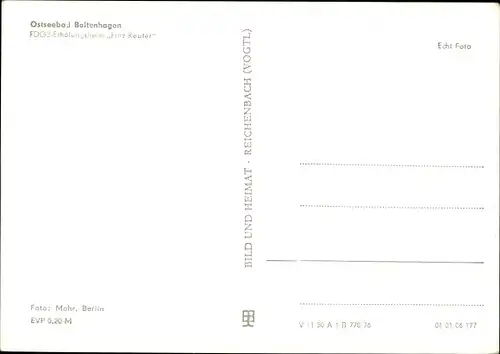 Ak Ostseebad Boltenhagen, FDGB Erholungsheim Fritz Reuter