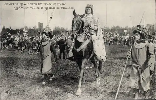 Ak Compiègne Oise, Fêtes de Jeanne d'Arc, Charles VII zu Pferd