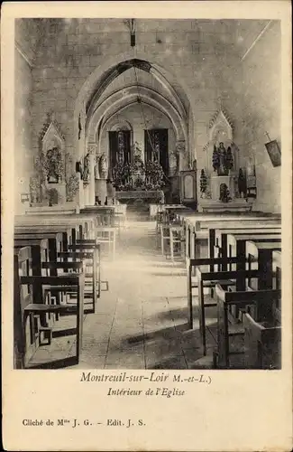 Ak Montreuil sur Loire Maine-et-Loire, Kircheninneres