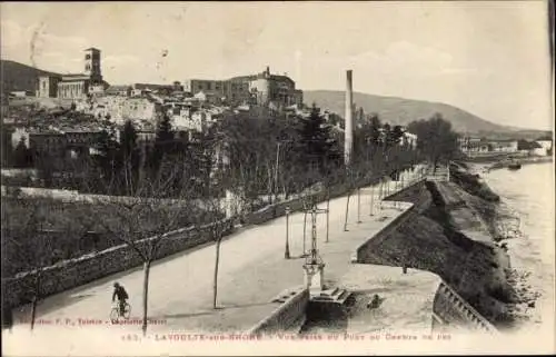Ak Lavoulte sur Rhone Ardèche, Vue prise du Pont du Chemin de Fer