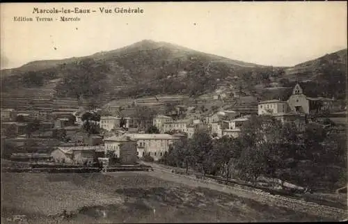 Ak Marcols les Eaux Ardèche, Vue générale