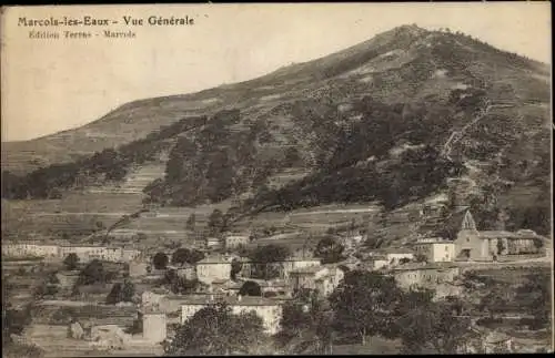 Ak Marcols les Eaux Ardèche, Vue générale